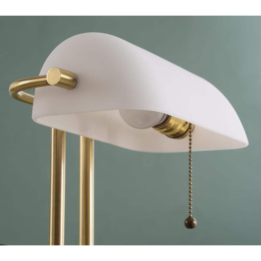 Symphony 15 In. Antique Brass Desk Lamp With White Shade