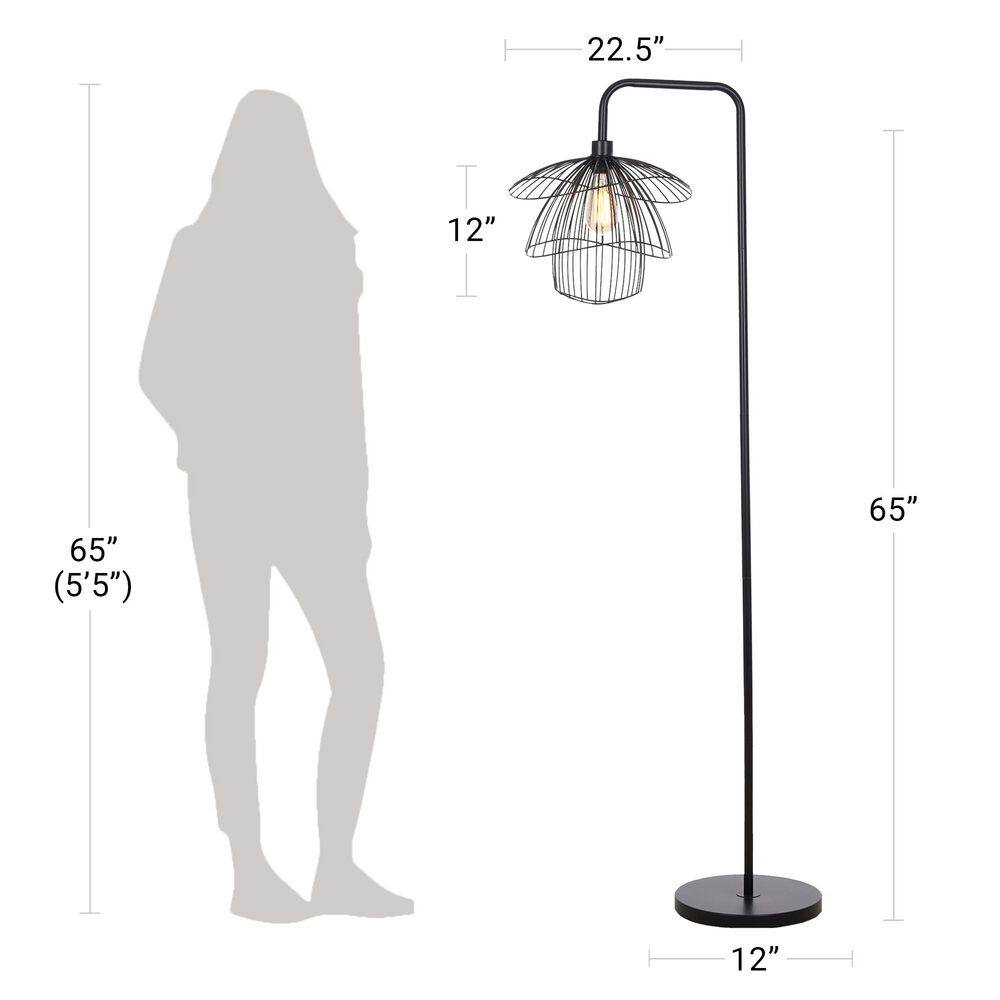 Orchid 65 In. Black 1-Light Standard Floor Lamp With Metal Dome Shade