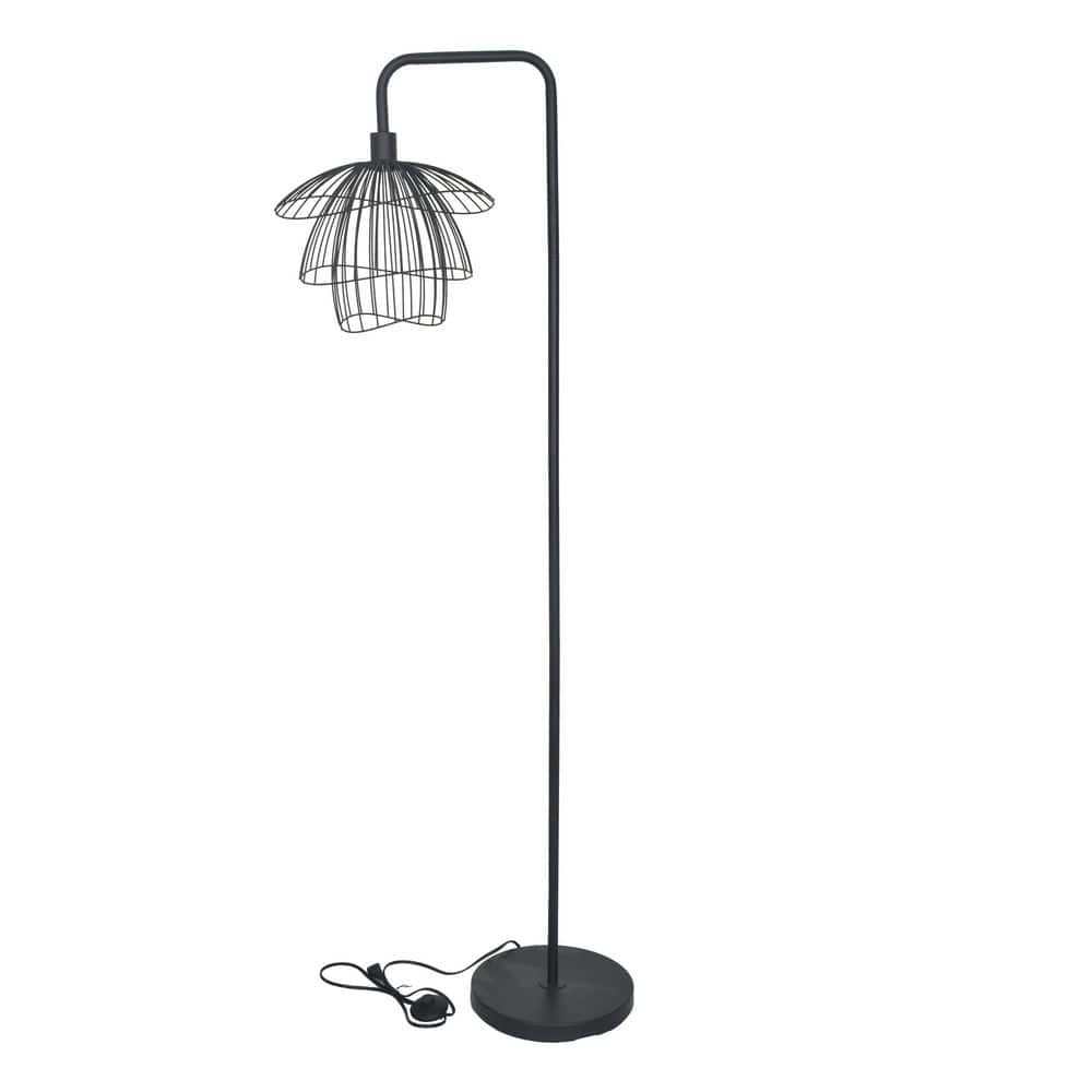 Orchid 65 In. Black 1-Light Standard Floor Lamp With Metal Dome Shade