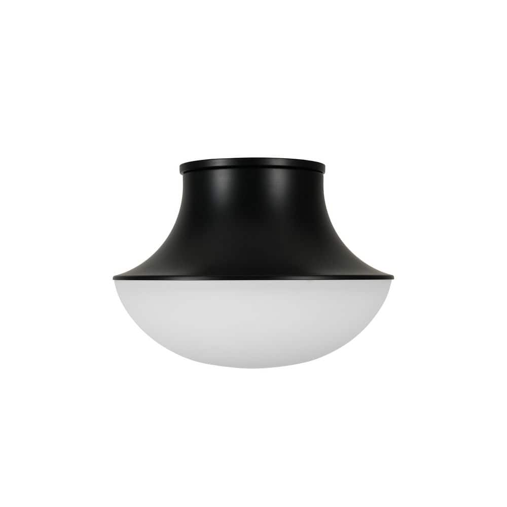 Chelsea 7 In. 1-Light Black Flush Mount With Frosted Glass Shade
