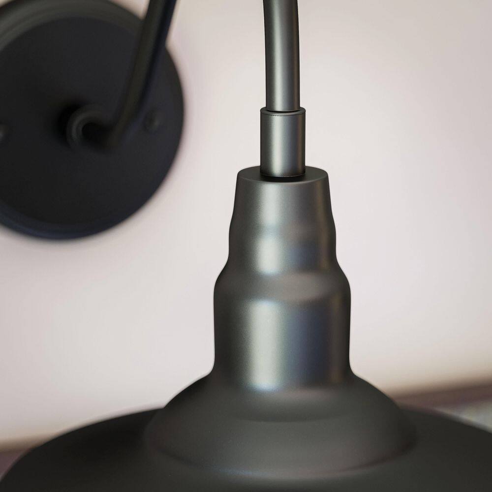 Barnes 10 In. Black Outdoor Hardwired Lantern Sconce