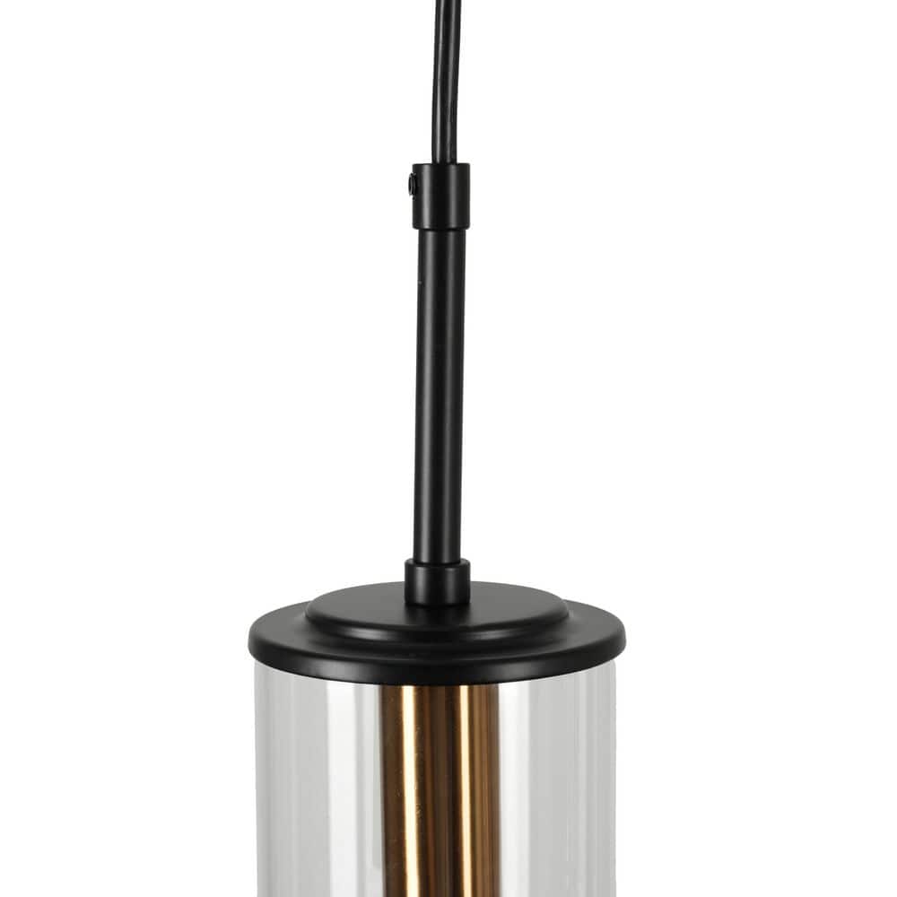 Caulford 120-Watt 3-Light Black Shaded Pendant Light With Clear Glass Shade
