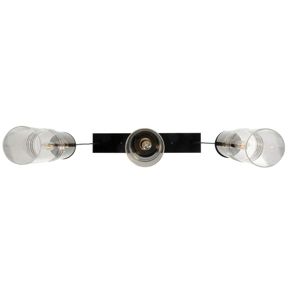 Caulford 120-Watt 3-Light Black Shaded Pendant Light With Clear Glass Shade
