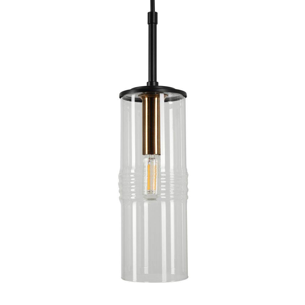 Caulford 120-Watt 3-Light Black Shaded Pendant Light With Clear Glass Shade