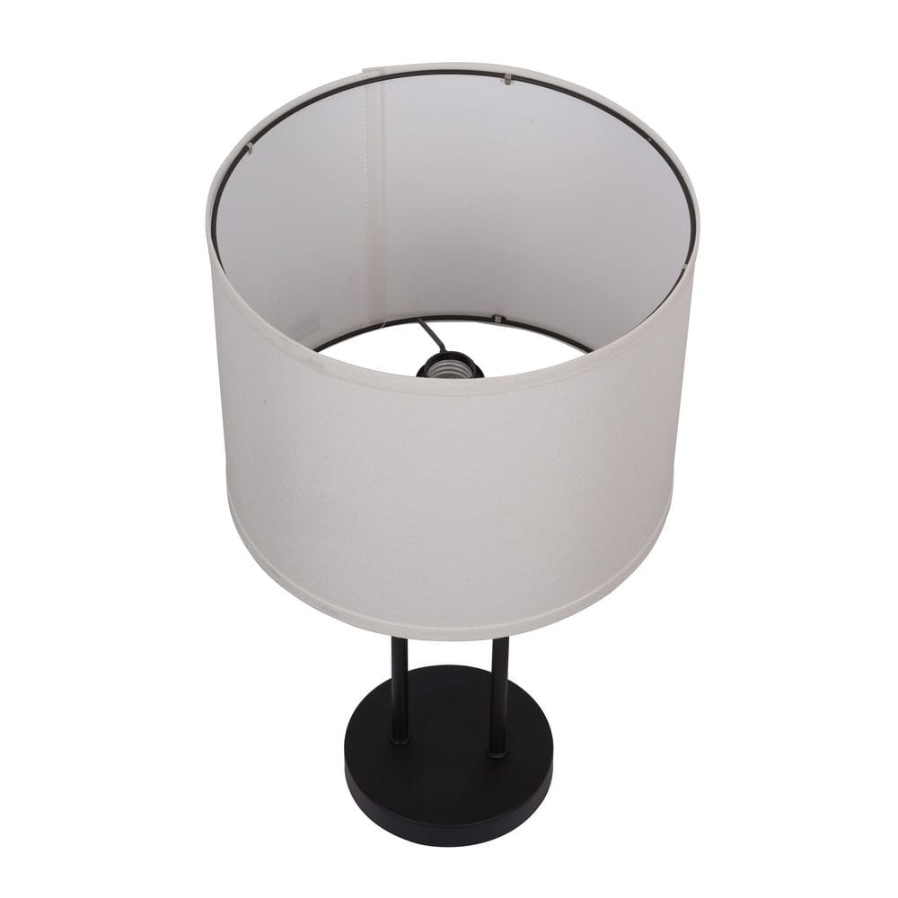 Isla 20 In. Black Bedside Table Lamp With White Linen Shade