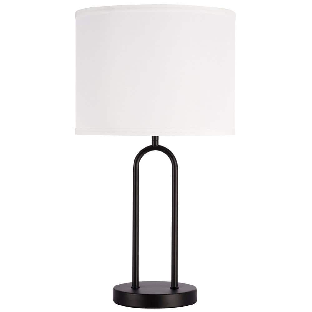 Isla 20 In. Black Bedside Table Lamp With White Linen Shade