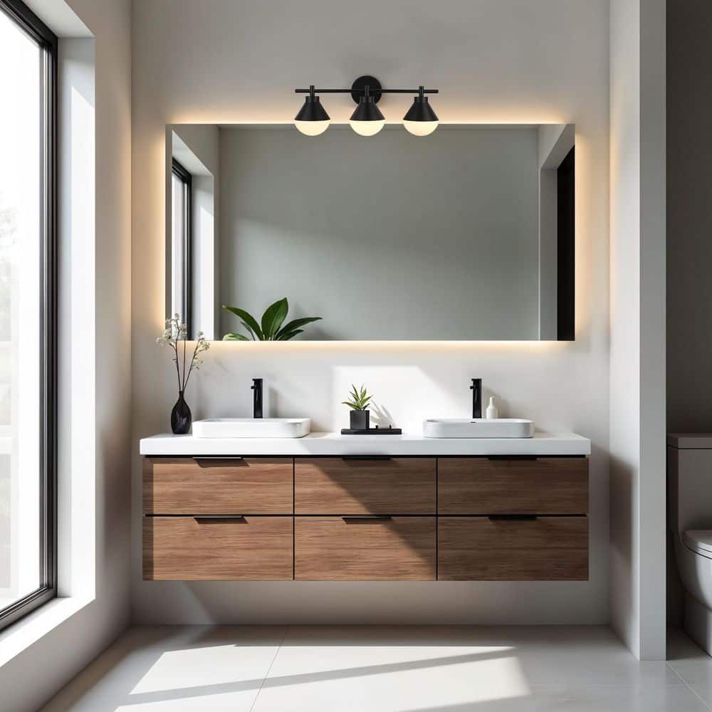 Schoolhouse 5 In. 3-Light Black Vanity Light