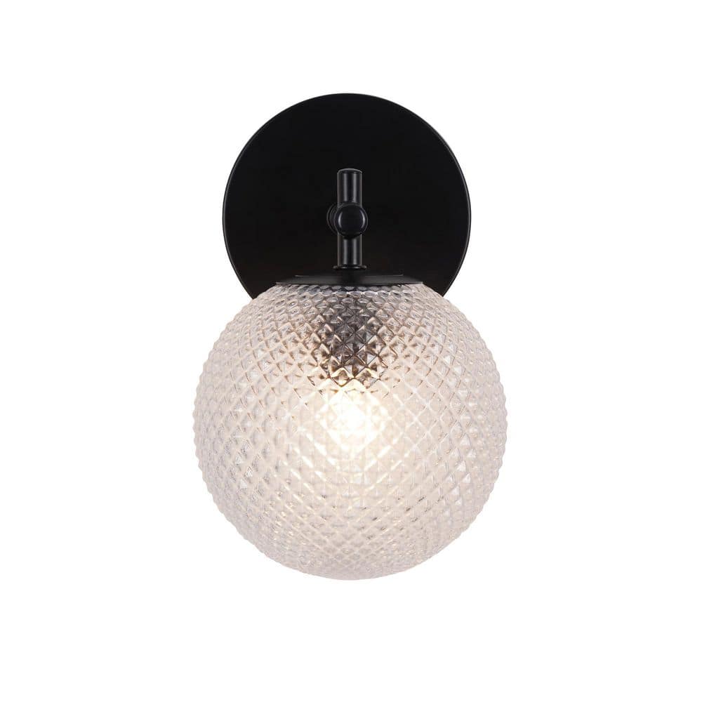 Prismatic 6 In. 1-Light Black Wall Sconces With Globe Shade