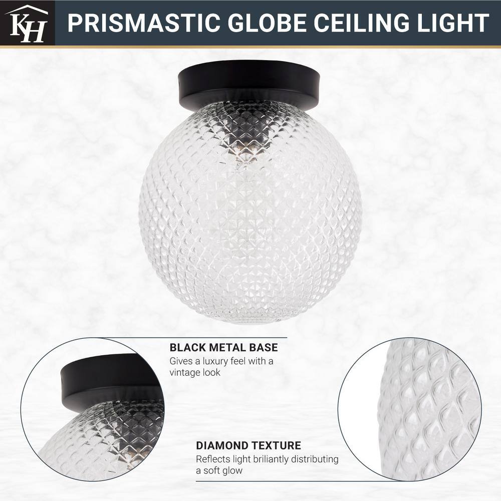 Prismatic 6 In. 1-Light Black Wall Sconces With Globe Shade