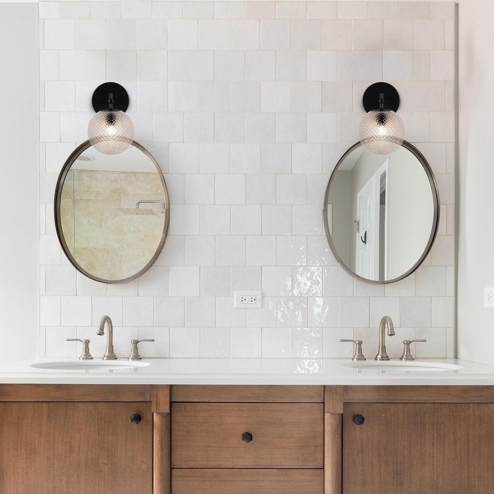 Prismatic 6 In. 1-Light Black Wall Sconces With Globe Shade