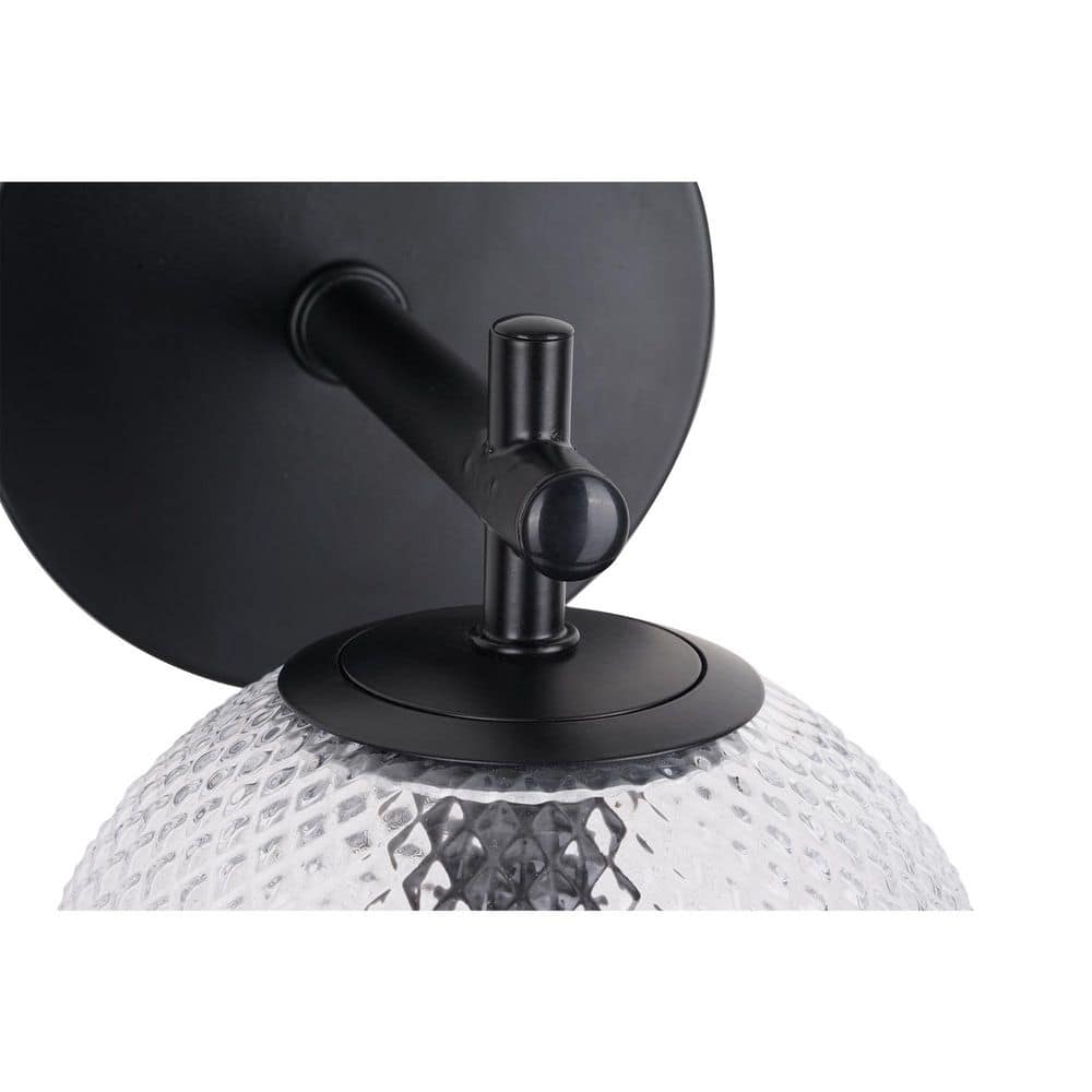 Prismatic 6 In. 1-Light Black Wall Sconces With Globe Shade