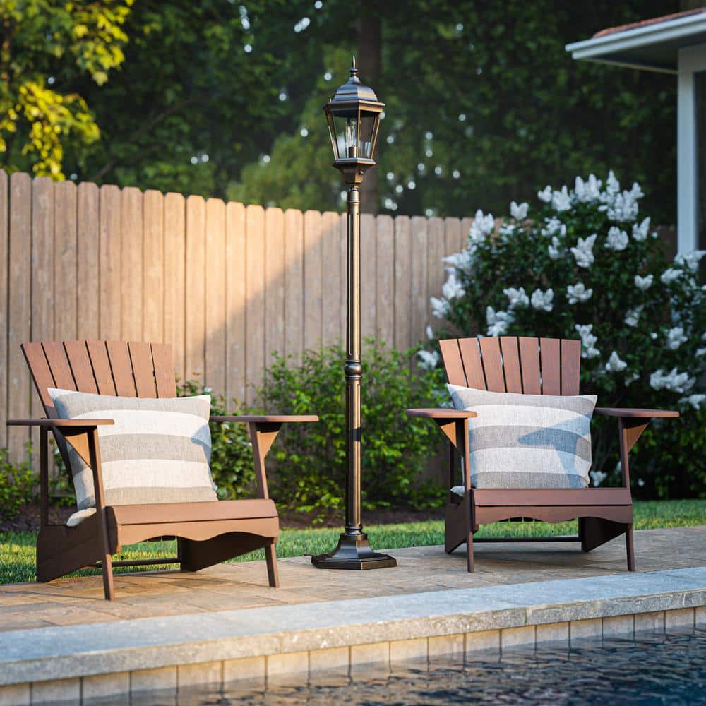 Kenroy Home 1-Light Bronze Steel Plug-in Outdoor Weather Resistant And Waterproof Post Light Set