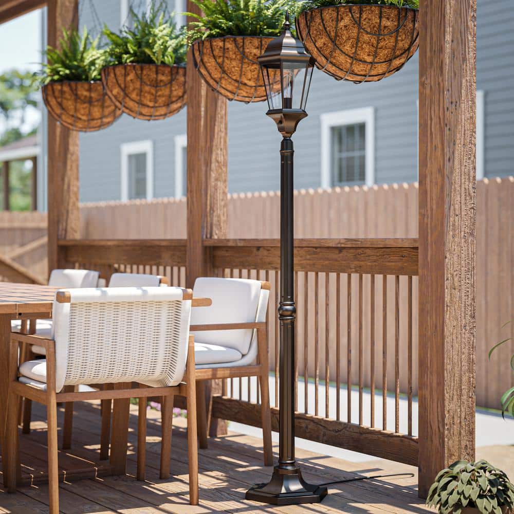 Kenroy Home 1-Light Bronze Steel Plug-in Outdoor Weather Resistant And Waterproof Post Light Set