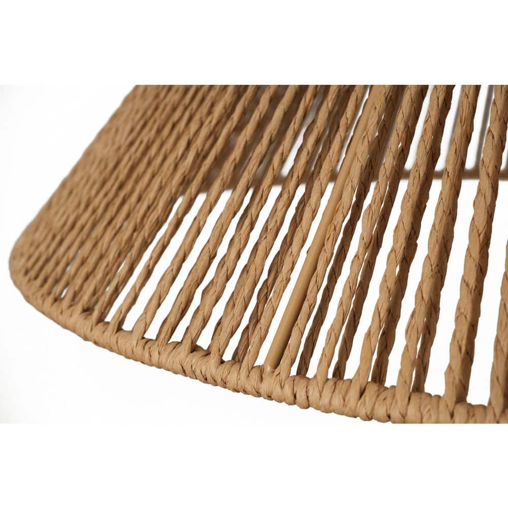 Twine 16 In. 1-Light Brushed Gold Semi-Flush Mount With Rattan Shade