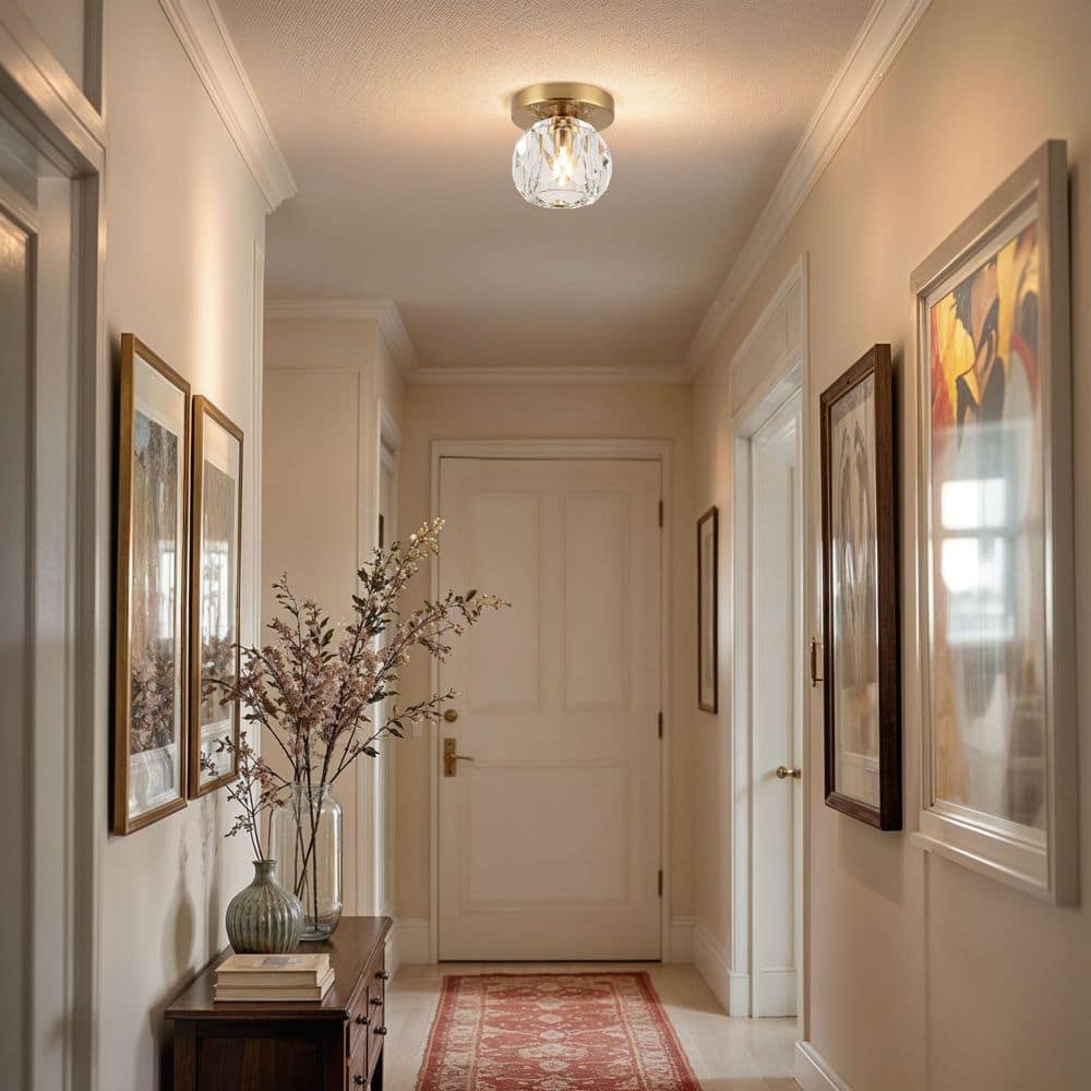 Cheateau 4.3 In. 1-Light Brushed Gold Flush Mount With Clear Glass Shade