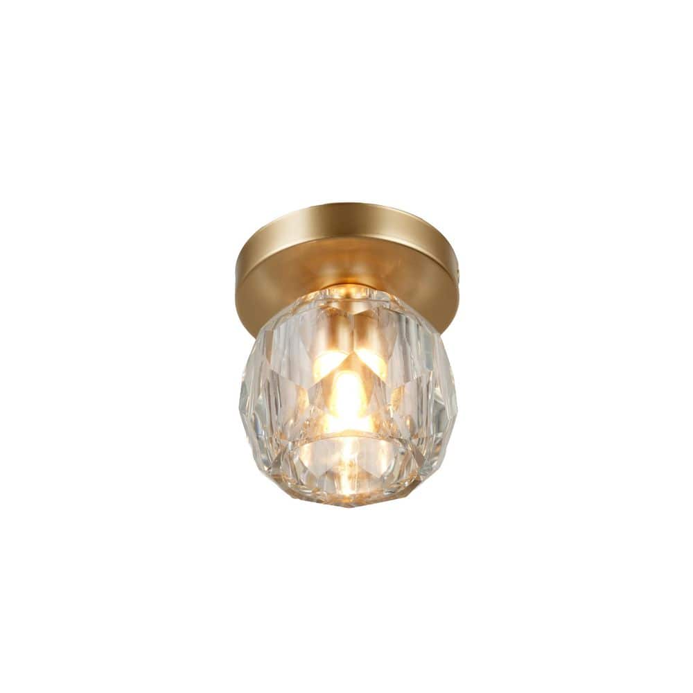 Cheateau 4.3 In. 1-Light Brushed Gold Flush Mount With Clear Glass Shade