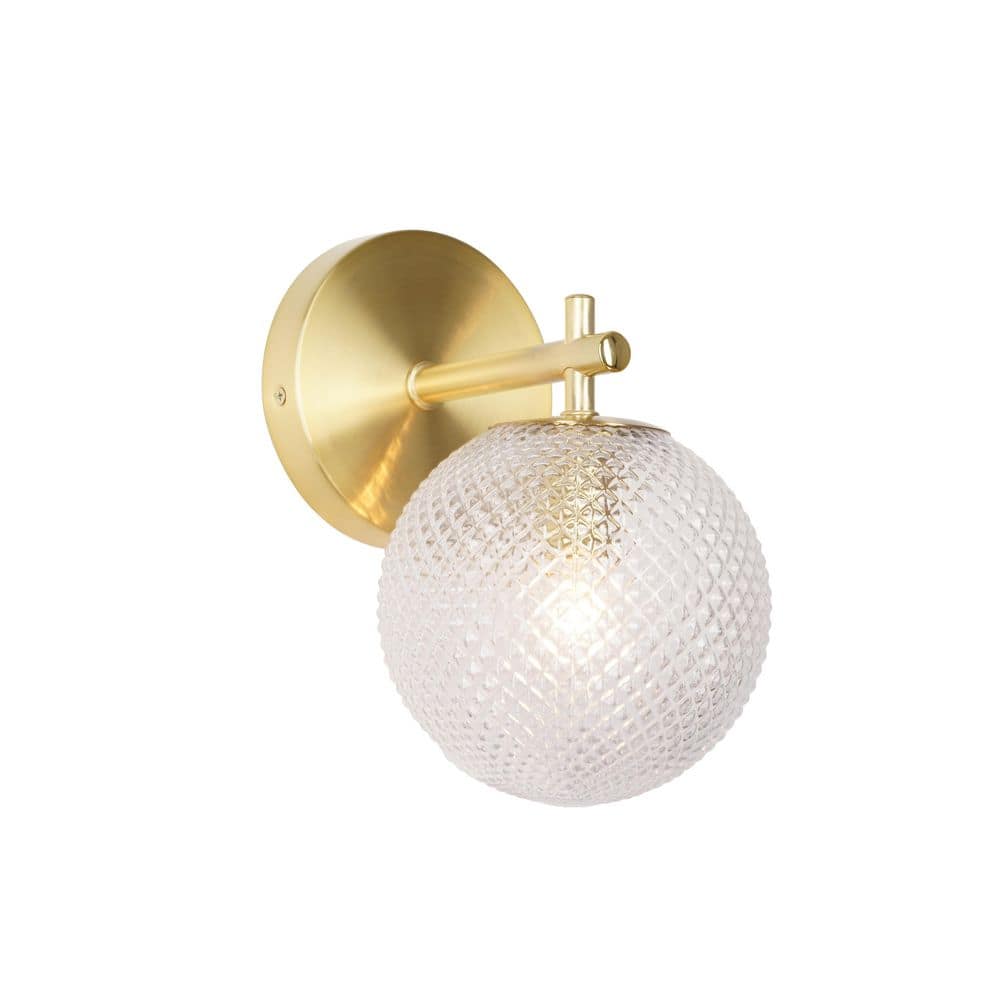 Prismatic 6 In. 1-Light Brushed Gold Wall Sconces With Globe Shade