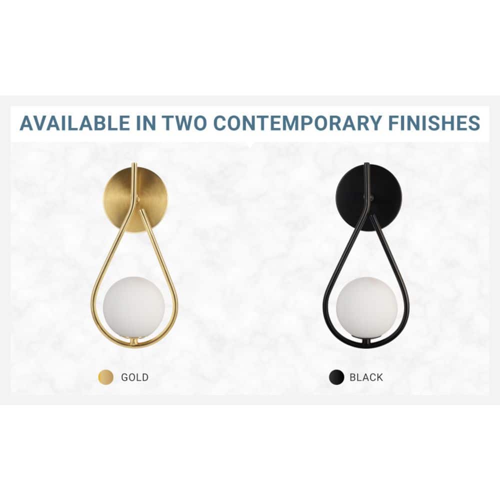 Teardrop 5 In. 1-Light Brushed Gold Wall Sconces With Globe Shade