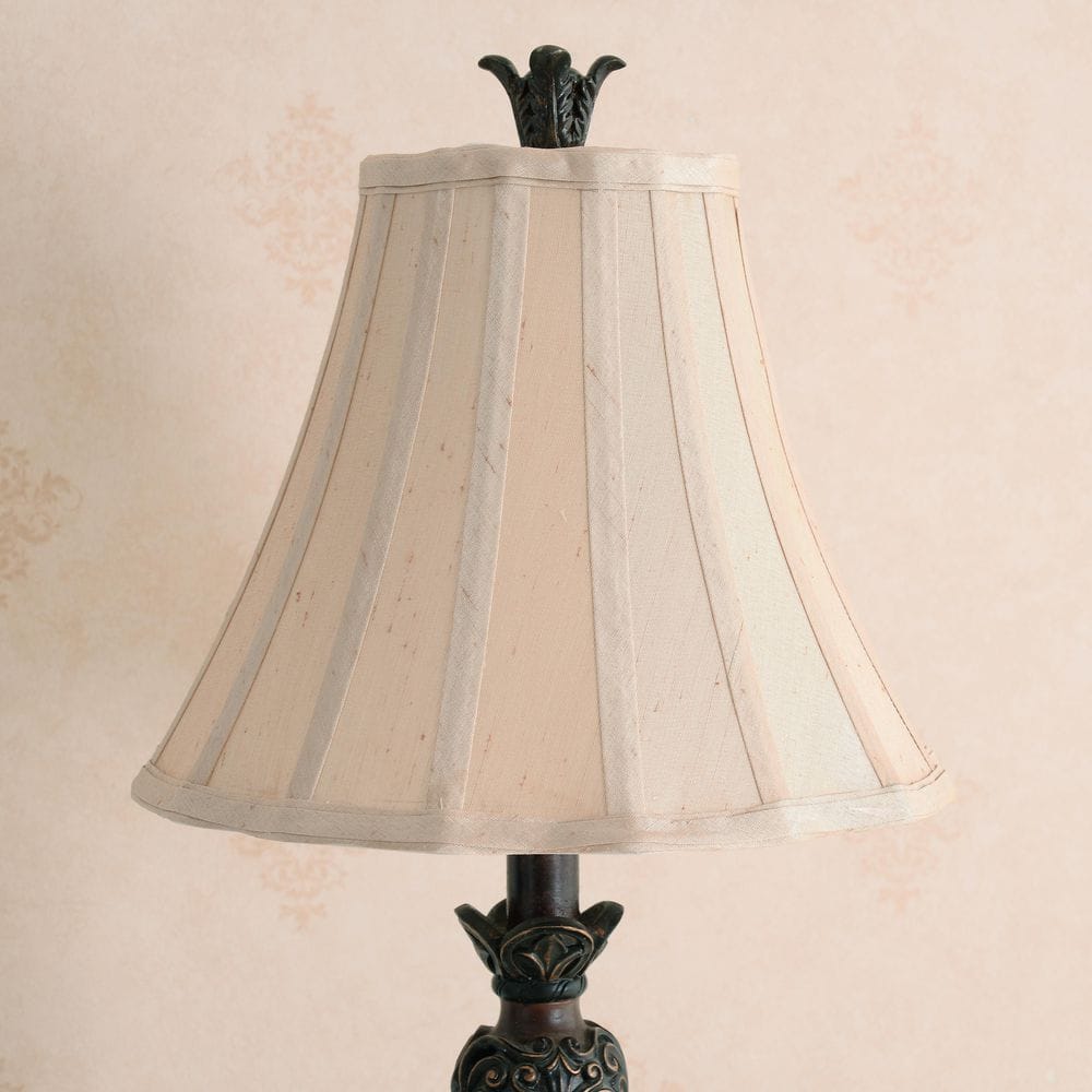 Iron Lace 32 In. Golden Ruby Bedside Table Lamp With White Linen Shade