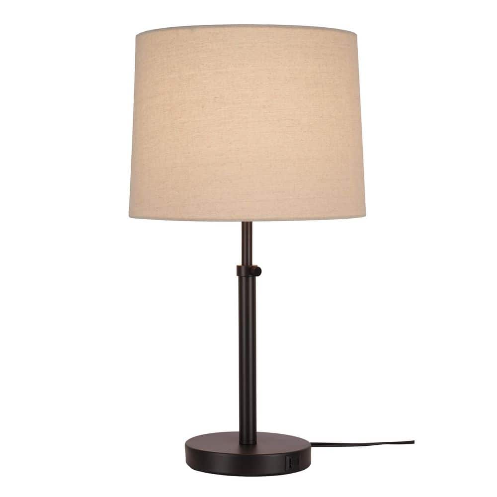 Marlow 24 In. Antique Brass Lamp Set With White Fabric Shade And (Set Of 2)