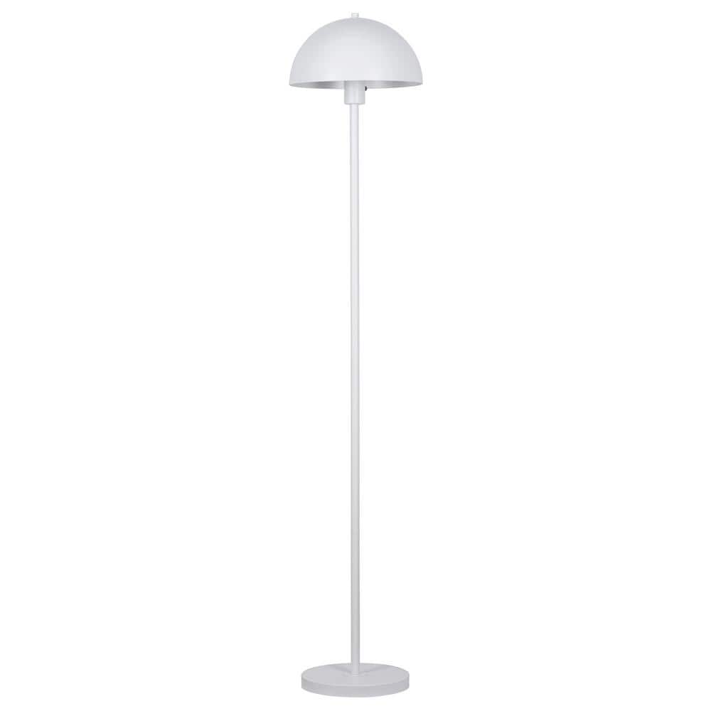 Vega 56 In. White 1-Light Standard Floor Lamp With Metal Dome Shade