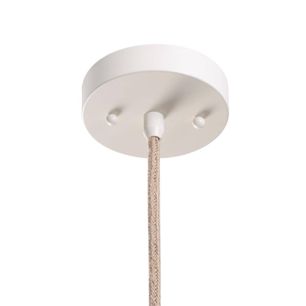 Maverick 1-Light White Shaded Pendant Light With Natural Rattan Bamboo Shade