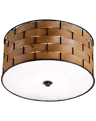  Shaker Woven Wood 3-Light Flush Mount Home