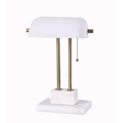  Symphony 15 In. Antique Brass Desk Lamp With White Shade