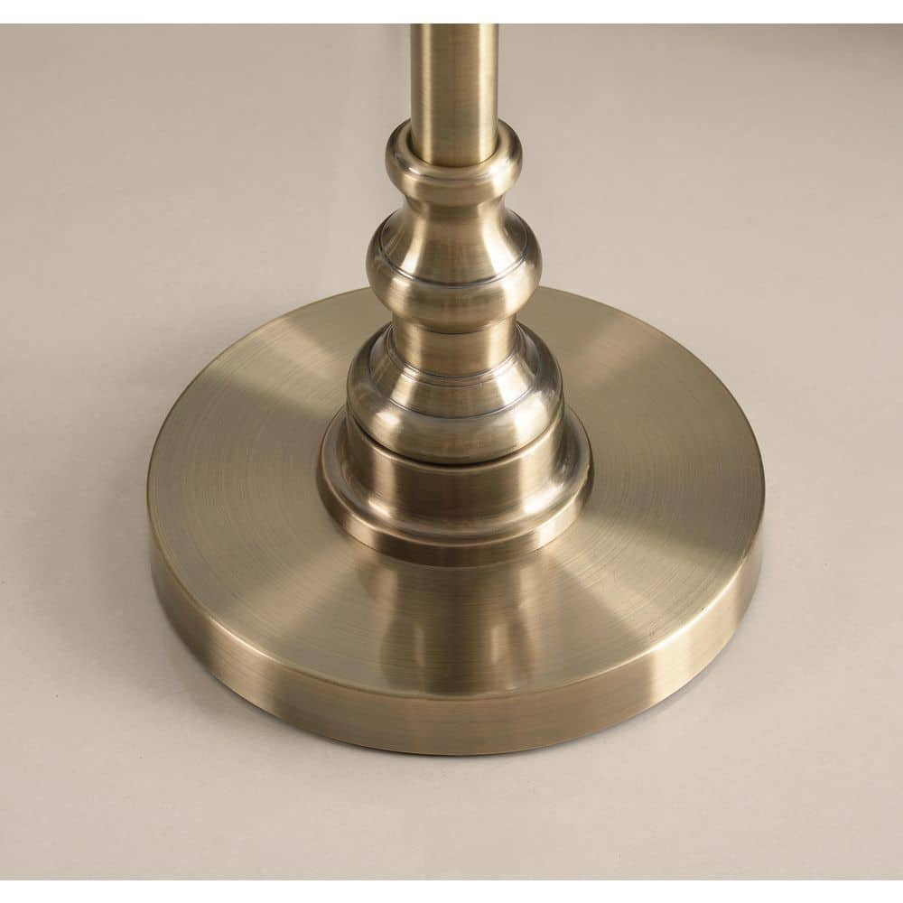  Spyglass 59.5 In. Antique Brass 2-Light Column Floor Lamp With Off-White Fabric Shade