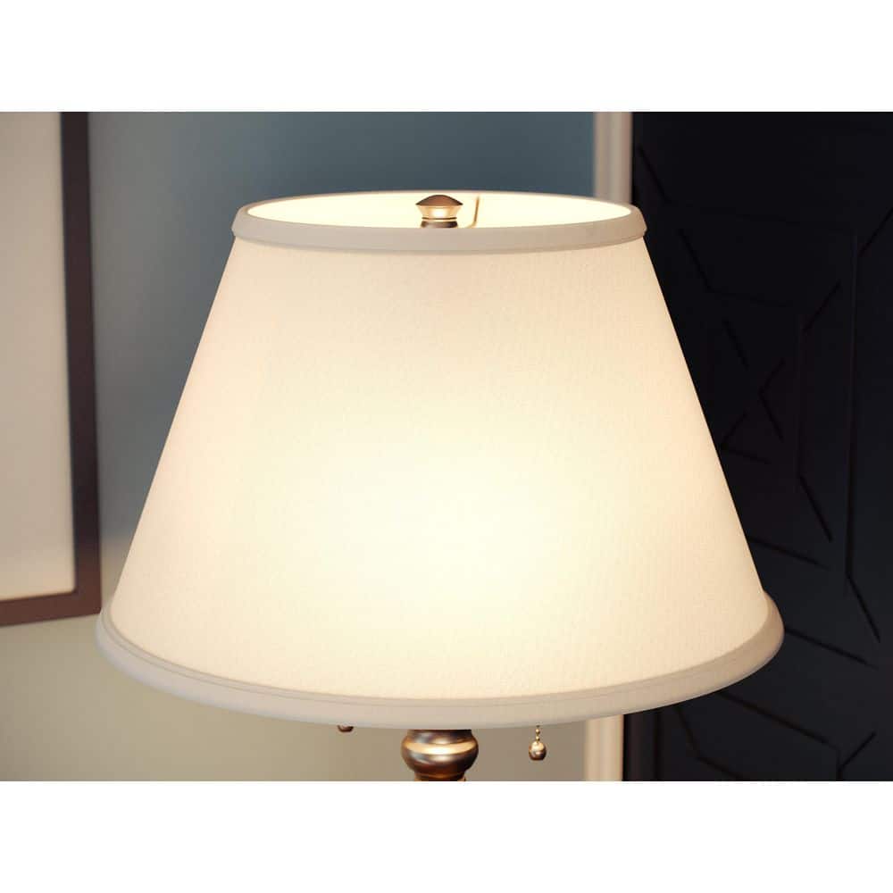  Spyglass 59.5 In. Antique Brass 2-Light Column Floor Lamp With Off-White Fabric Shade