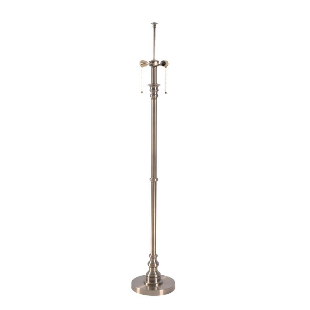 Spyglass 59.5 In. Antique Brass 2-Light Column Floor Lamp With Off-White Fabric Shade