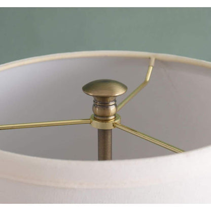 Spyglass 59.5 In. Antique Brass 2-Light Column Floor Lamp With Off-White Fabric Shade