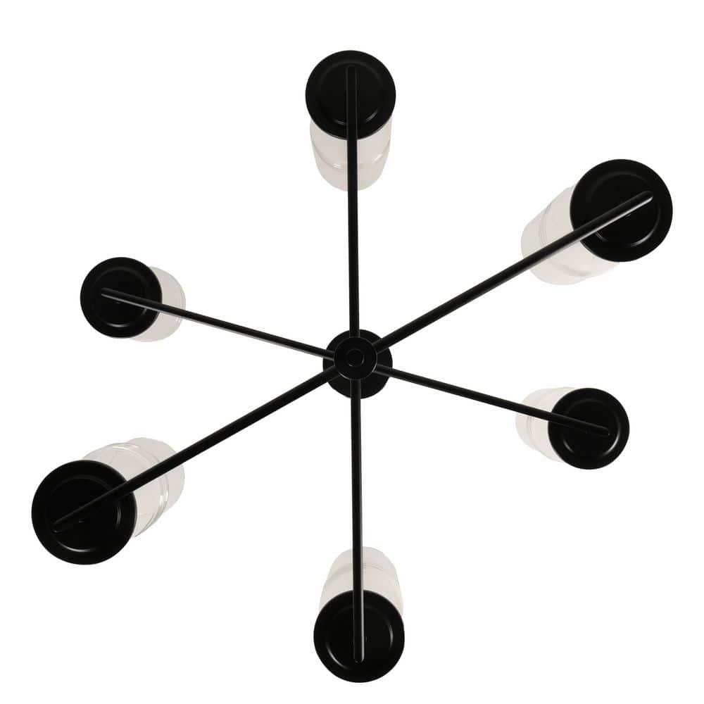  Caulford 6-Light Black Shaded Geometric Chandelier