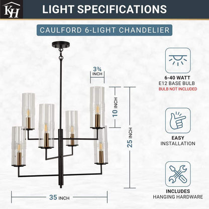  Caulford 6-Light Black Shaded Geometric Chandelier