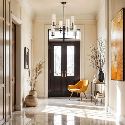  Caulford 6-Light Black Shaded Geometric Chandelier