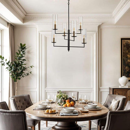  Caulford 6-Light Black Shaded Geometric Chandelier