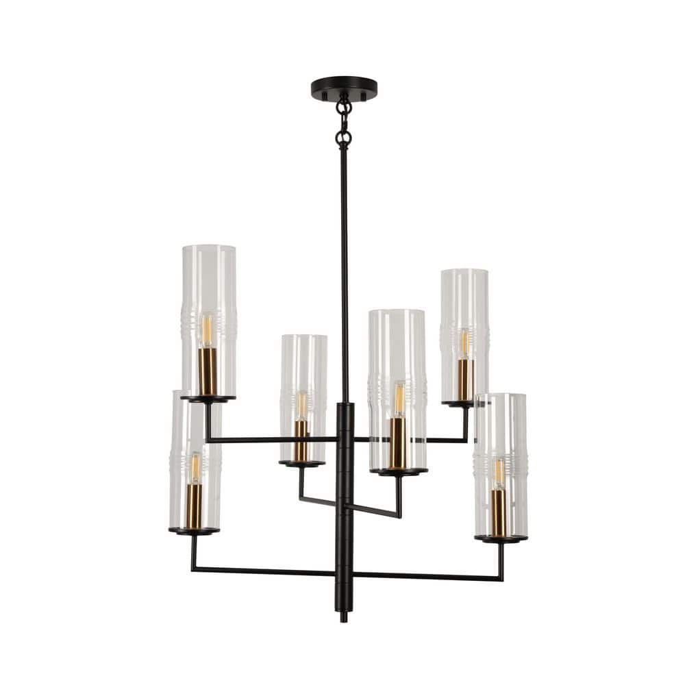  Caulford 6-Light Black Shaded Geometric Chandelier