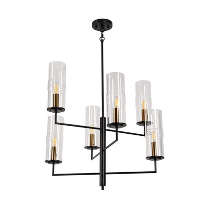  Caulford 6-Light Black Shaded Geometric Chandelier