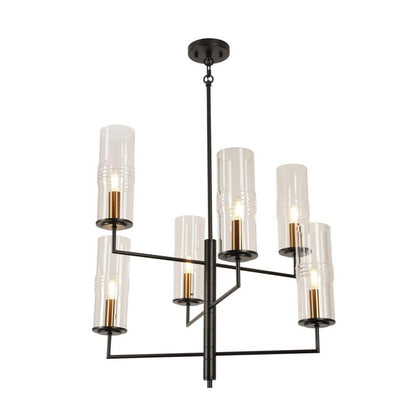  Caulford 6-Light Black Shaded Geometric Chandelier