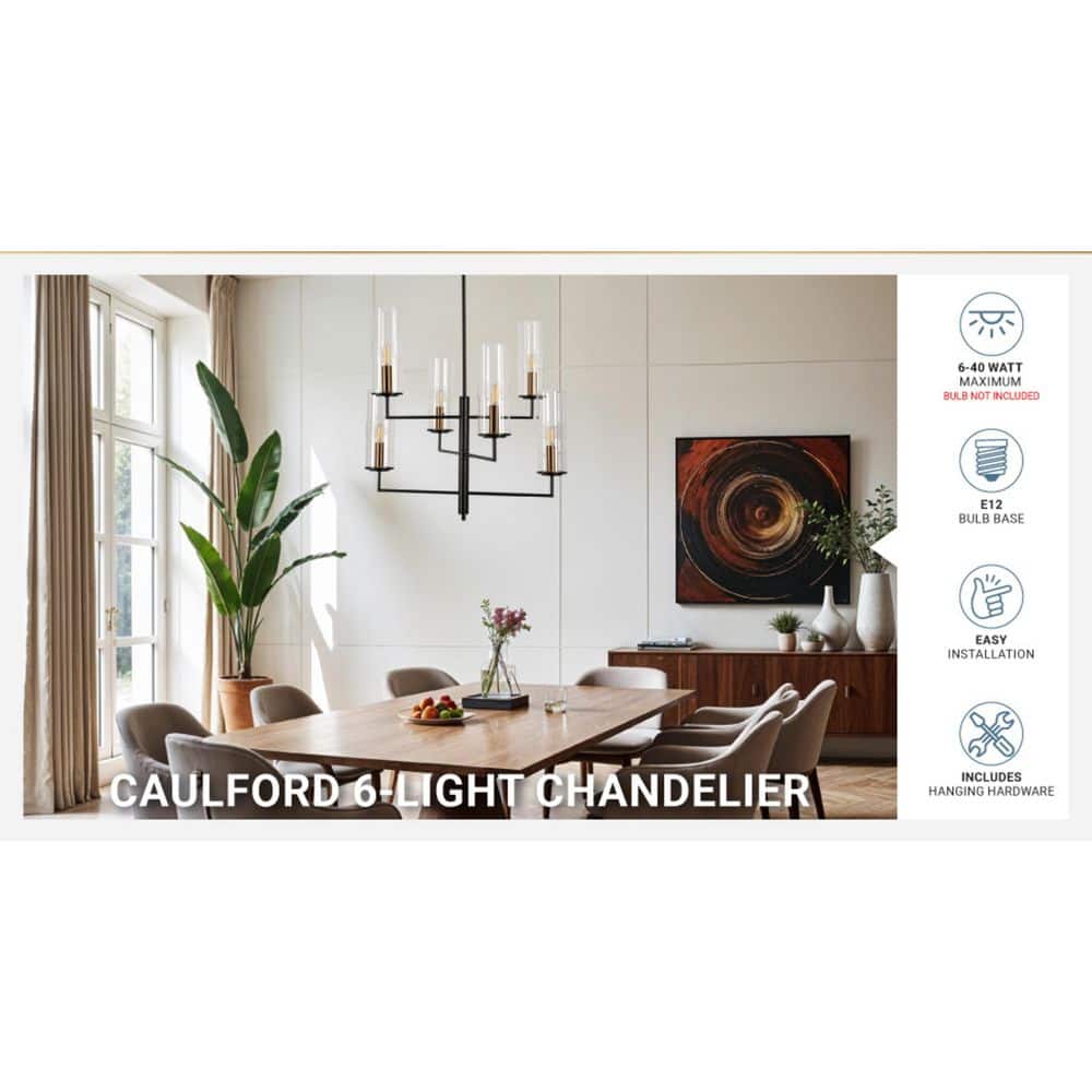  Caulford 6-Light Black Shaded Geometric Chandelier