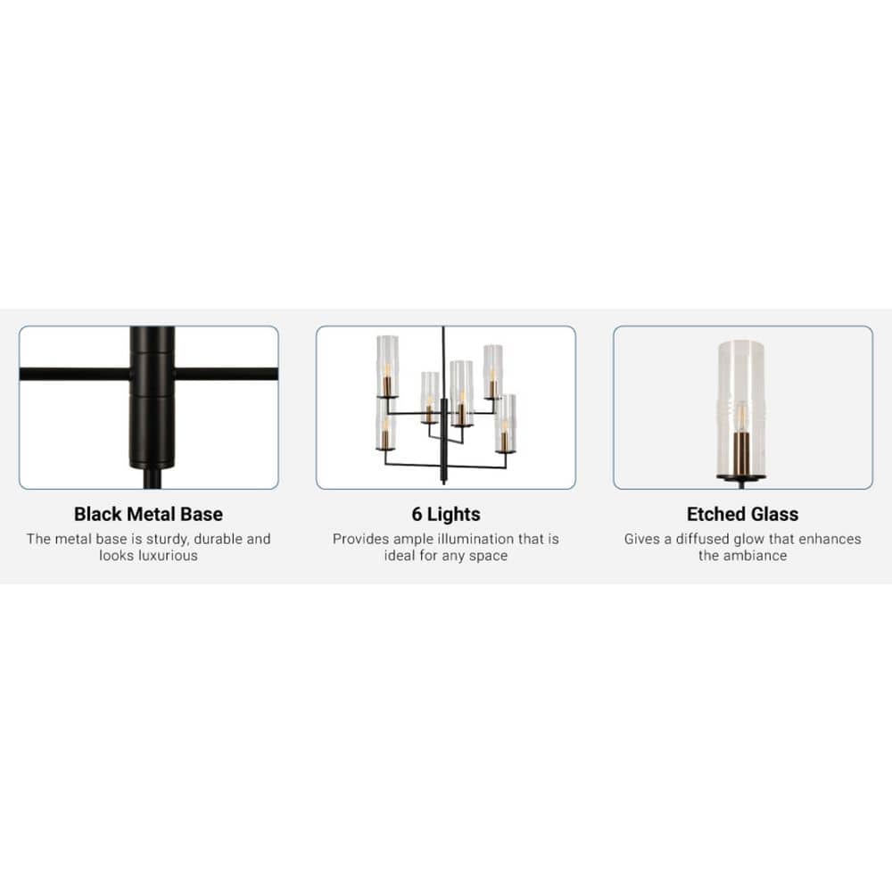  Caulford 6-Light Black Shaded Geometric Chandelier