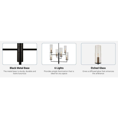  Caulford 6-Light Black Shaded Geometric Chandelier