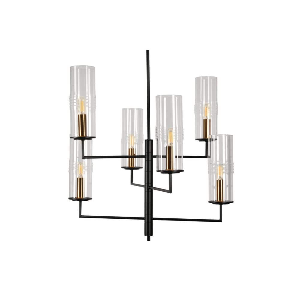  Caulford 6-Light Black Shaded Geometric Chandelier