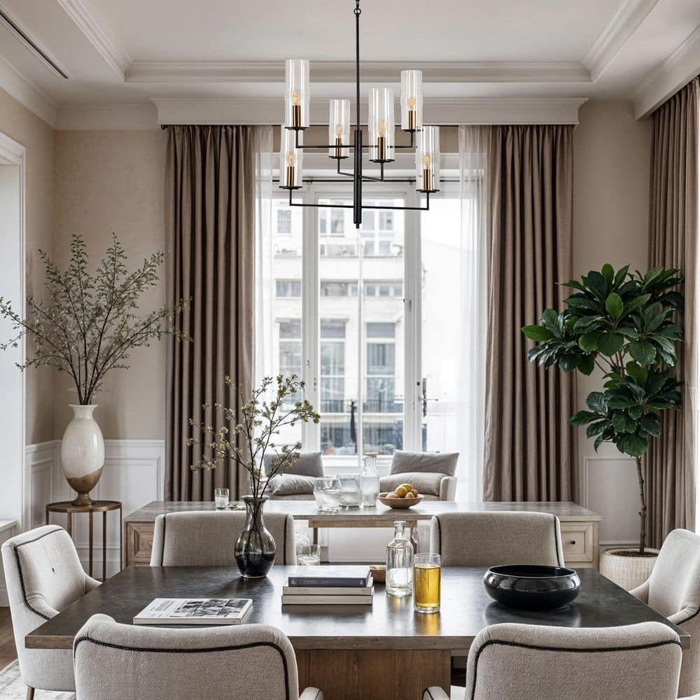  Caulford 6-Light Black Shaded Geometric Chandelier