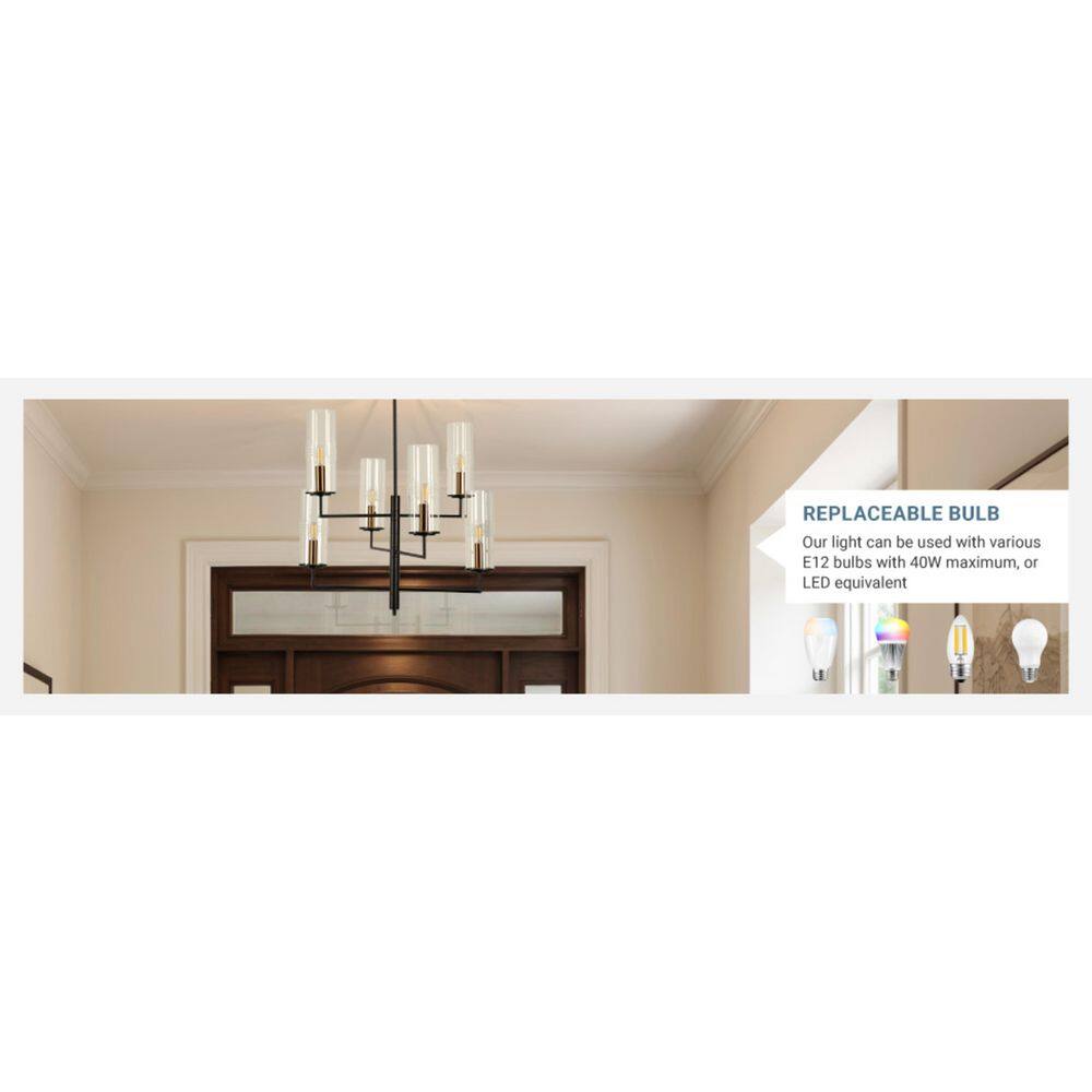 Caulford 6-Light Black Shaded Geometric Chandelier