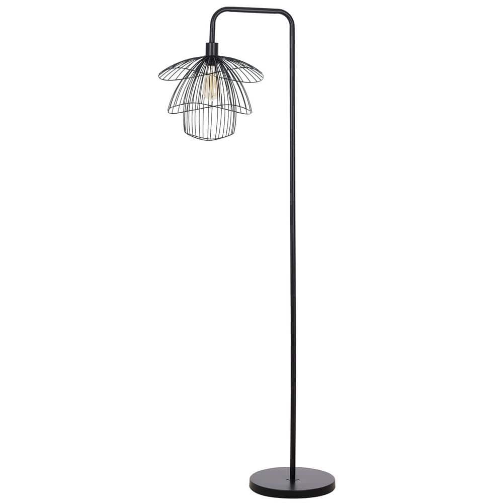  Orchid 65 In. Black 1-Light Standard Floor Lamp With Metal Dome Shade