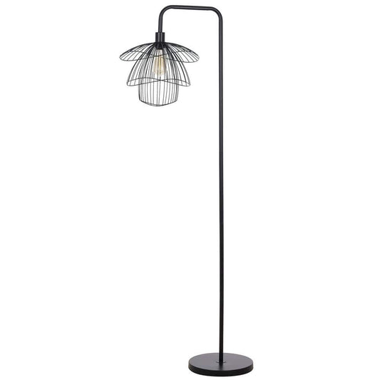  Orchid 65 In. Black 1-Light Standard Floor Lamp With Metal Dome Shade