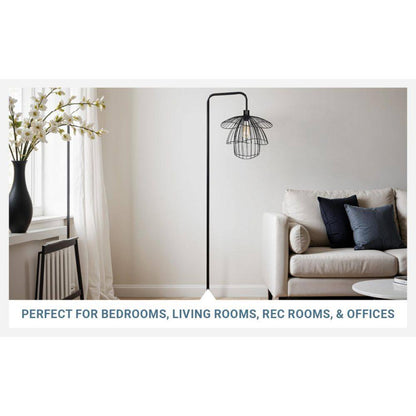  Orchid 65 In. Black 1-Light Standard Floor Lamp With Metal Dome Shade