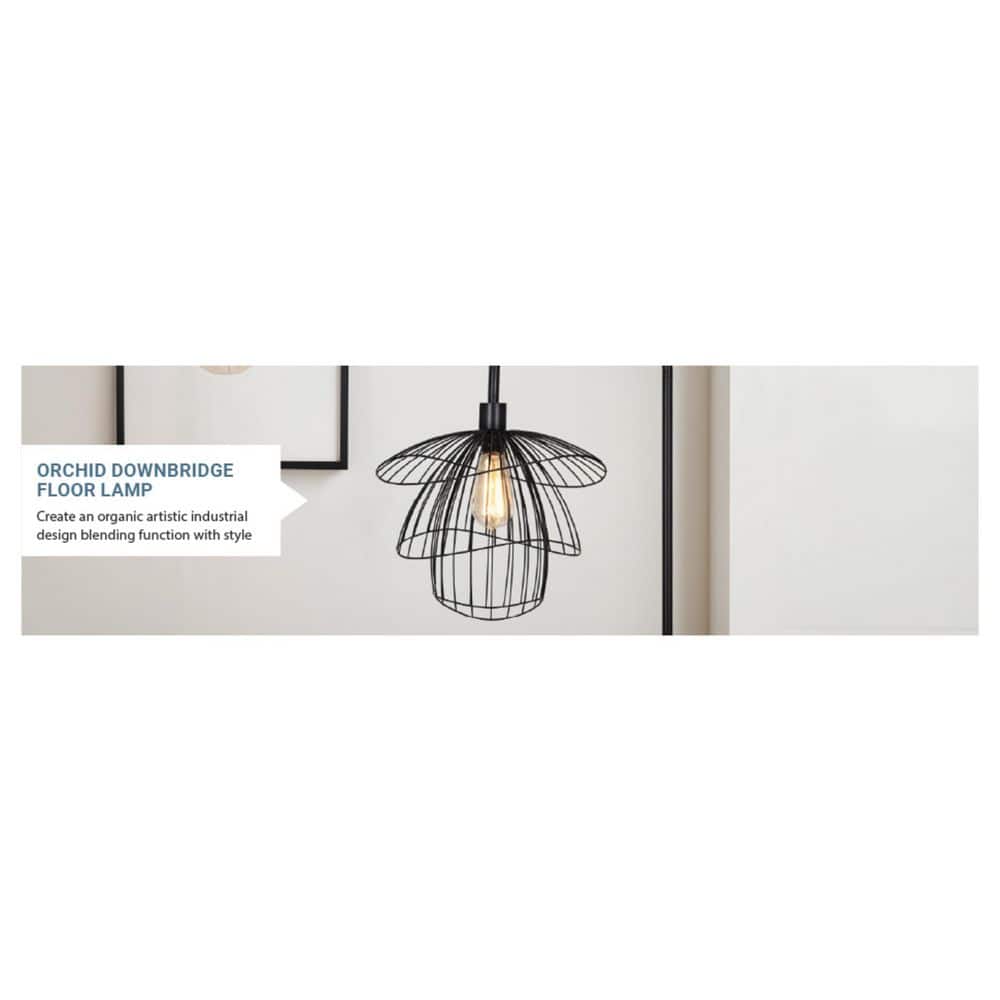  Orchid 65 In. Black 1-Light Standard Floor Lamp With Metal Dome Shade