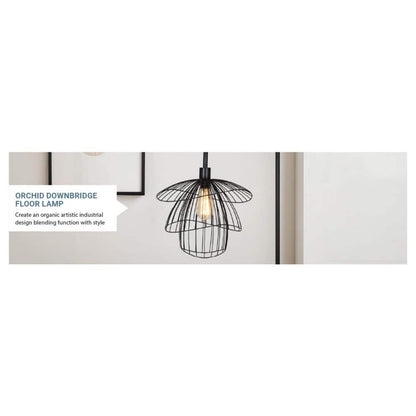  Orchid 65 In. Black 1-Light Standard Floor Lamp With Metal Dome Shade